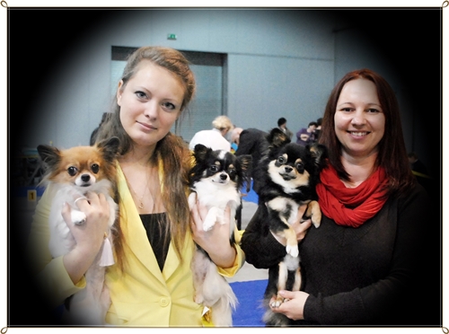 with the lovely breeder Vera Antonova, Smiley' mummy Lucky and half sister Lovely